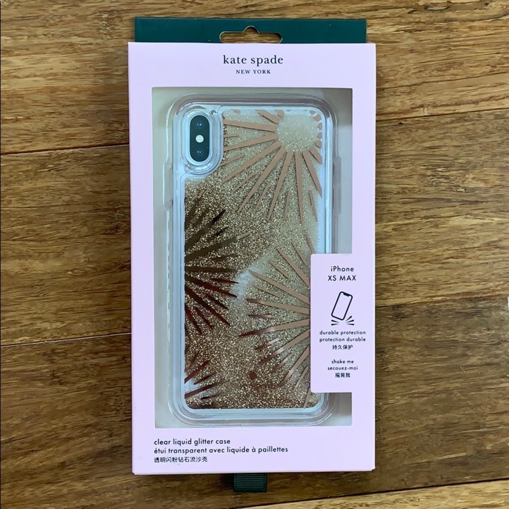 NEW KATE SPADE XS Max Clear Liquid Glitter Case
